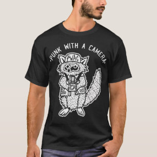 Camiseta Mapache Punk Con Una Cámara