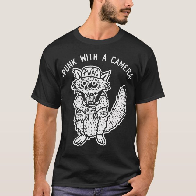 Camiseta Mapache Punk Con Una Cámara (Anverso)