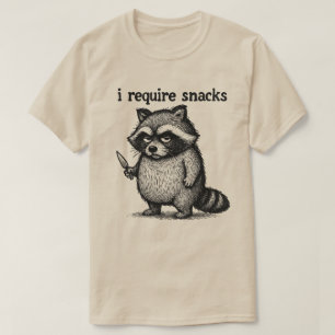 Camiseta Mapache Requiero Snacks   Animal Divertido Talla G