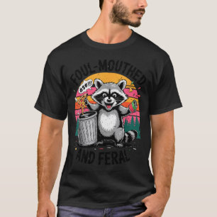 Camiseta Mapache Retro Divertido Antiguo Malhablado y Feral