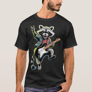 Camiseta Mapache Rockstar con Guitarra Eléctrica vintage fa