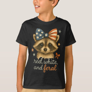Camiseta Mapache Rojo Blanco Y Feral Divertido Patriótico U