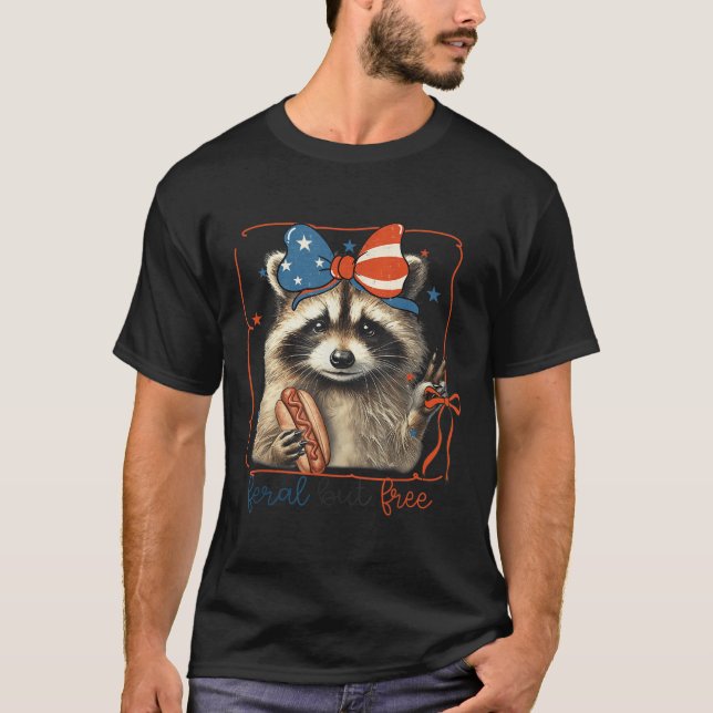 Camiseta Mapache Salvaje Pero Libre Divertido Lindo Con Moñ (Anverso)