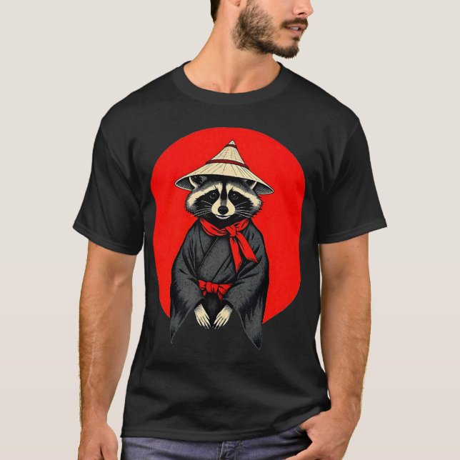 Camiseta Mapache Samurái, Kimono de Mapache Japonés (Anverso)
