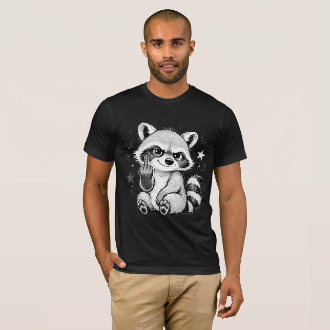 Camiseta Mapache Sencillo y Sassy Mostrando Actitud (Anverso completo)