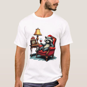 Camiseta Mapache sentado en una silla, bebiendo vino único 