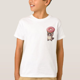 Camiseta Mapache sosteniendo una dona gigante para niños