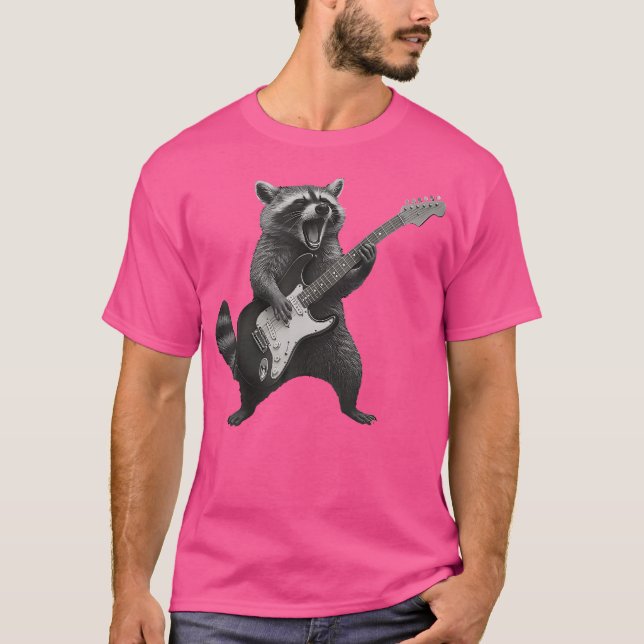Camiseta Mapache tocando guitarra de rock and roll guitarri (Anverso)