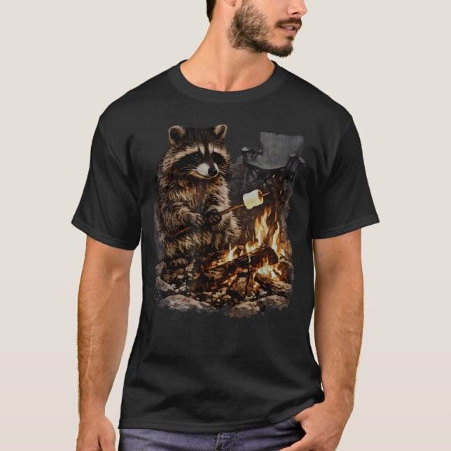 Camiseta Mapache Tostando Malvaviscos Meme Divertido de Ani (Anverso)