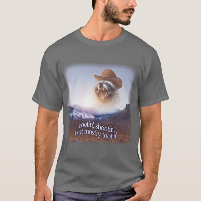 Camiseta mapache vaquero que dispara y principalmente toca  (Anverso)