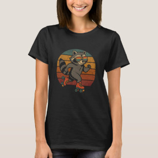 Camiseta Mapache Vintage Retro en Patines de Rueda