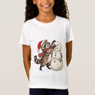 Camiseta Mapache y muñeco de nieve divertidos en Navidad