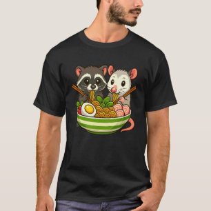 Camiseta Mapache y zarigüeya comiendo fideos ramen