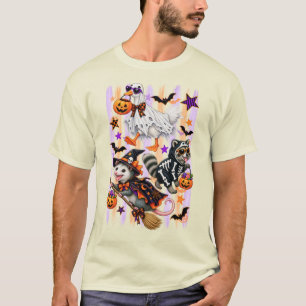 Camiseta Mapache zarigüeya ganso tonto de Halloween a rayas