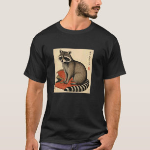 Camiseta Mapache Zen estilo Ukiyo-e u2013 Arte japonés Anim