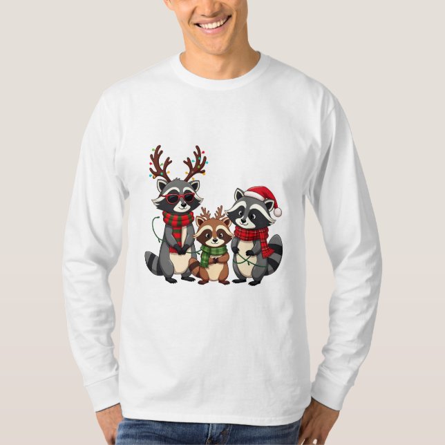 Camiseta Mapaches de Navidad con sombrero de Santa que coin (Anverso)