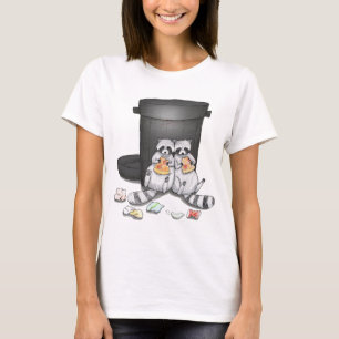 Camiseta Mapaches Divertidos Comiendo Pizza Cubo de Basura