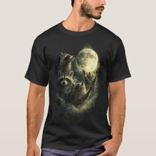 Camiseta Mapaches en noche de Luna llena Mapache divertid
