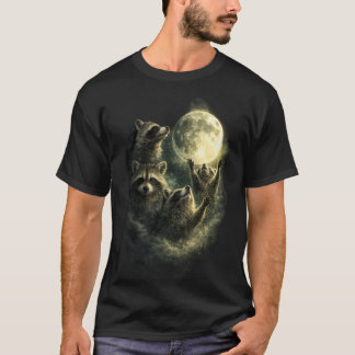 Camiseta Mapaches en noche de Luna llena | Mapache divertid