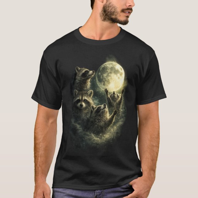 Camiseta Mapaches en noche de Luna llena | Mapache divertid (Anverso)