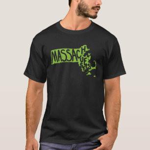 Camiseta Mapas de Massachusetts delinean EE.UU.