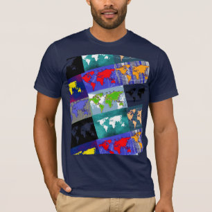 Camiseta mapas del mundo trippy y colorido