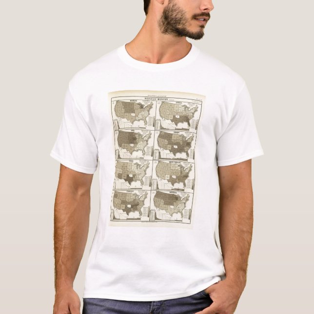 Camiseta Mapas litografiados Estados Unidos estadísticos (Anverso)