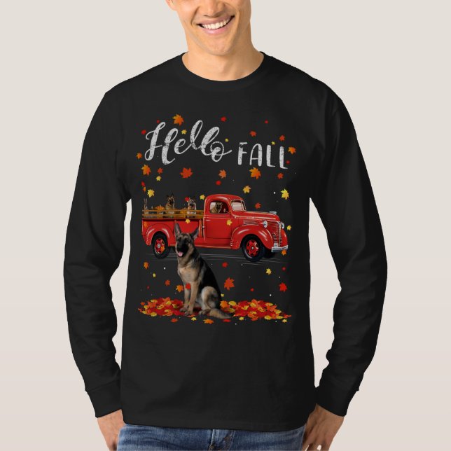 Camiseta Maple German Shepherd Dog Leaf Fall Otoño Red Tru (Anverso)