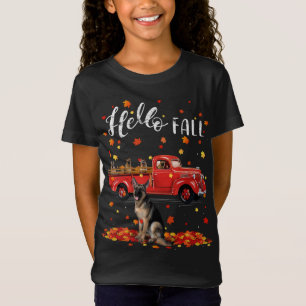 Camiseta Maple German Shepherd Dog Leaf Fall Otoño Red Tru