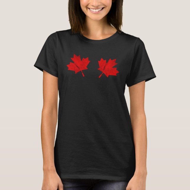 Camiseta Maple leaf bikini bra Canadian leaf Canada costume (Anverso)