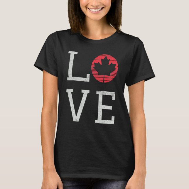Camiseta Maple Love Canada Day Orgullosa Bandera canadiense (Anverso)