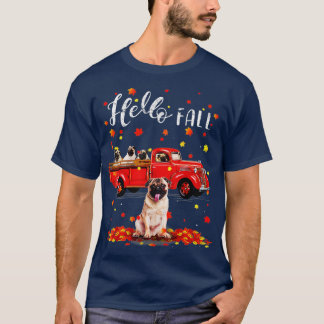 Camiseta Maple Pug Dog Lover Leaf Cae Camión Rojo Gif Otoño