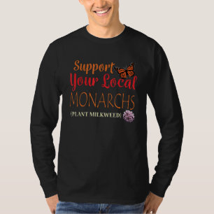 Camiseta Maqueta de planta de apoyo Monarcas mariposa de co