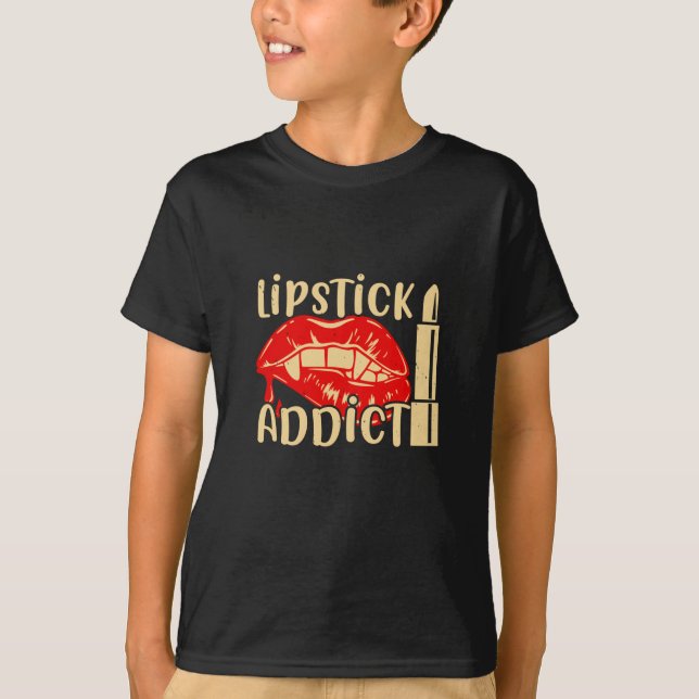 Camiseta Maquillaje - Adicta al lápiz labial (Anverso)