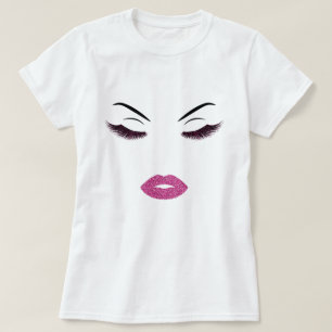 Camiseta Maquillaje con efecto del purpurina