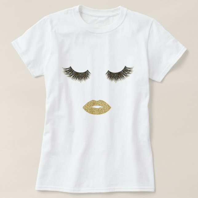Camiseta Maquillaje con efecto purpurina (Diseño del anverso)