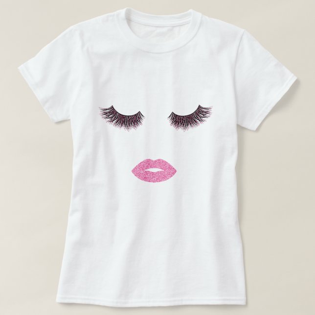 Camiseta Maquillaje con efecto purpurina (Diseño del anverso)