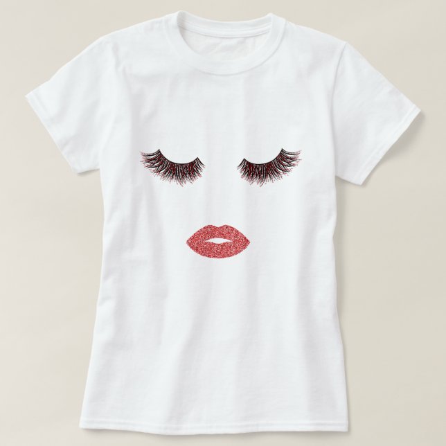 Camiseta Maquillaje con efecto purpurina (Diseño del anverso)