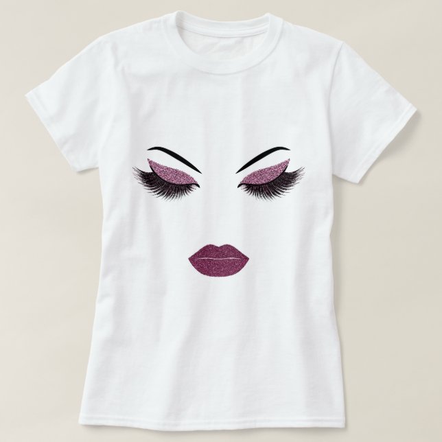 Camiseta Maquillaje con efecto purpurina (Diseño del anverso)