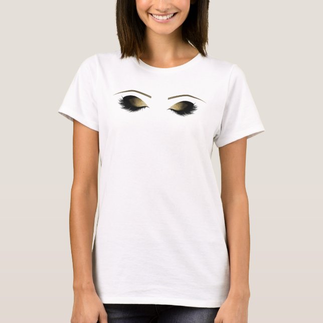 Camiseta Maquillaje negro dorado Ojos Moderno De Moda De Gl (Anverso)