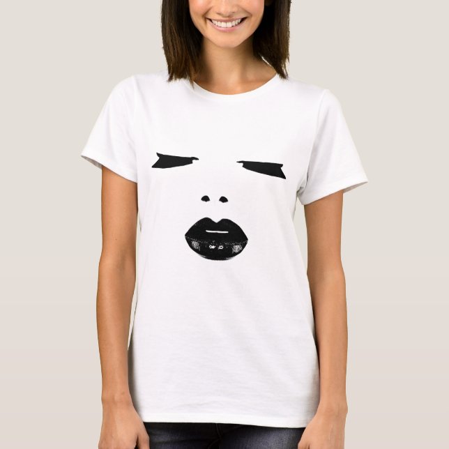 Camiseta maquillaje ojos de arte pop azotan labios de lápiz (Anverso)