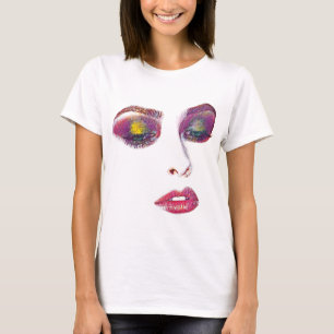 Camiseta Maquillaje rosa Las mujeres bellas enfrentan el ar