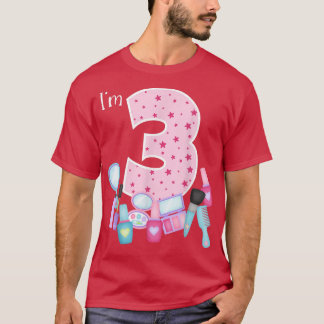 Camiseta Maquillaje Tercer cumpleaños para la Pequeña Niña 