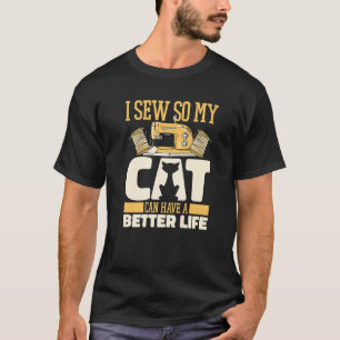 Camiseta Máquina de coser de gato costurera manual costura