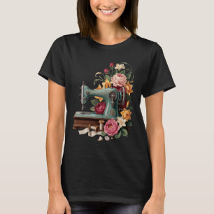 Camiseta Máquina de coser Flores Costurera Sastre Colcha 