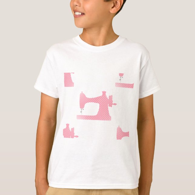 Camiseta máquina de coser rosa (Anverso)