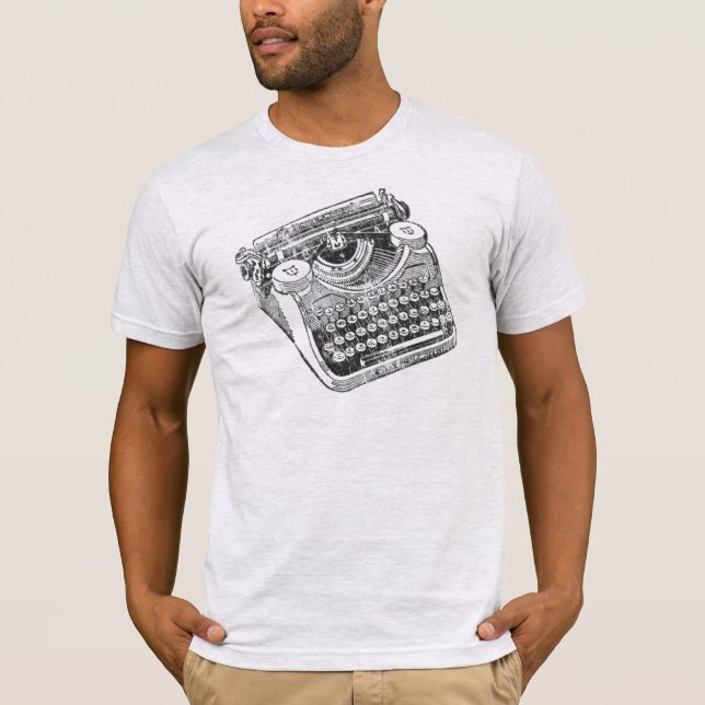 Camiseta Máquina de escribir maltrecha de madera subterráne (Anverso)
