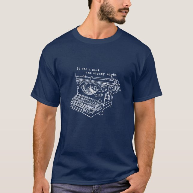 Camiseta Máquina de escribir tempestuosa de la noche (Anverso)