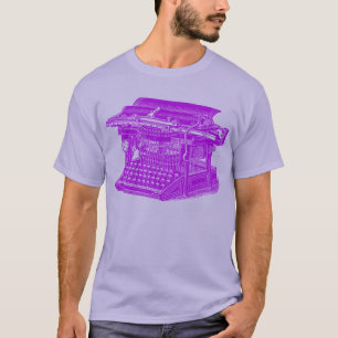 Camiseta Máquina de escribir vintage - Púrpura