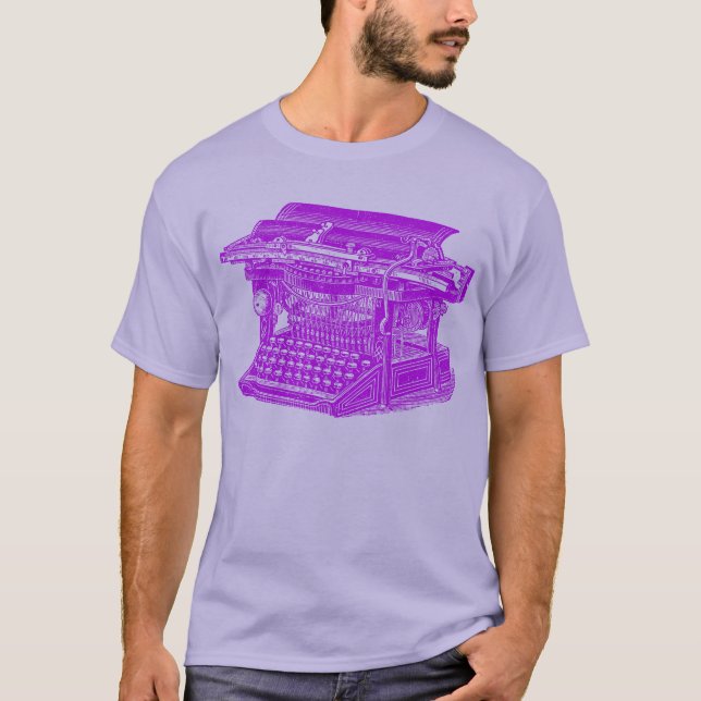 Camiseta Máquina de escribir vintage - Púrpura (Anverso)
